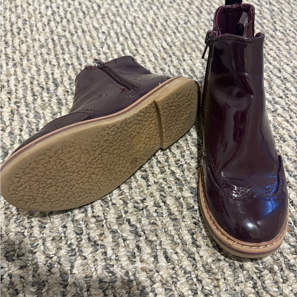 Kids Burgundy Ankle Boots - Picture 3 of 4